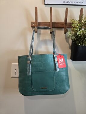 Montana West Green Croc-Embossed Tote Bag